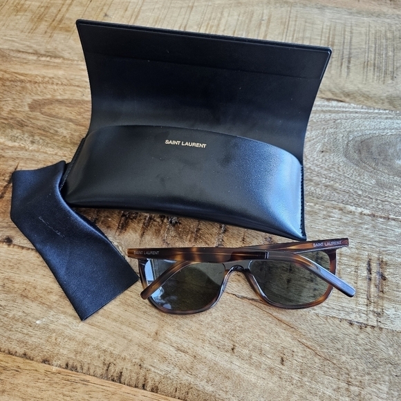 Saint Laurent Women YSL SL515 58mm Cat Eye Sunglasses Havana Green New Authentic main image 7
